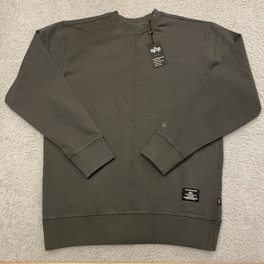Alpha Industries Essential French Terry Gen II Sweatshirt Mens M Gray Olive